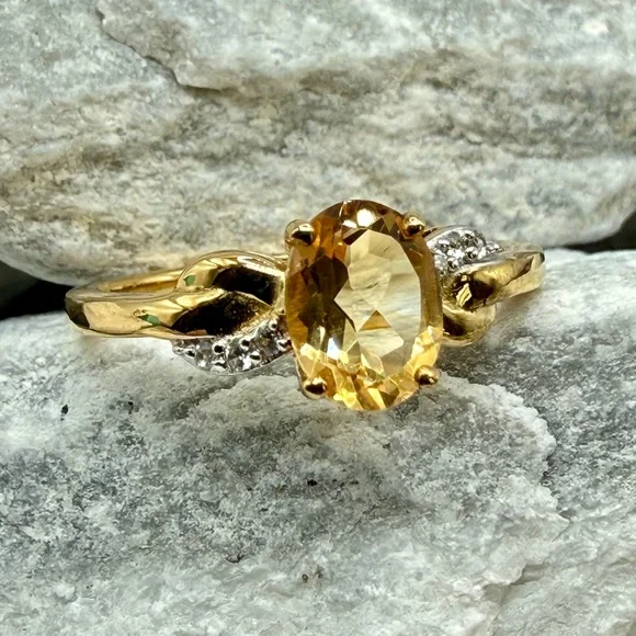 Brazilian Citrine Ring 1.25CTW 14K YG Over 925 Silver Sz 9 NWT - Picture 3 of 17